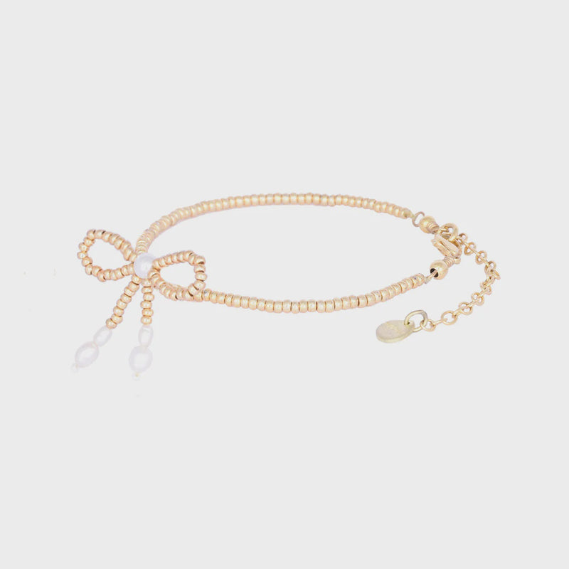 Mishky Fita Bow Bracelet - Pearl and Gold