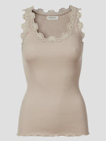 Rosemunde Babette SL U-neck Lace Top - Cacao