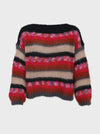 Black Colour Casey Multi Striped Jumper - Berry