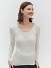 Rosemunde Babette  LS U-Neck Lace T-Shirt - Ivory