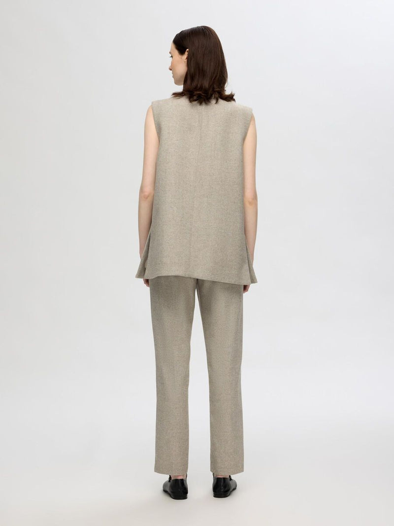 Selected Femme Vivie Waistcoat - Sandshell/Herringbone