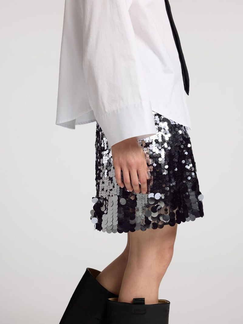 Selected Femme Tania Sequin Skirt - Silver