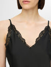 Selected Femme Alena Lace Trim Strap Top - Black