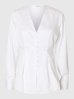 Selected Femme Naja Fitted Buttoned Shirt - White