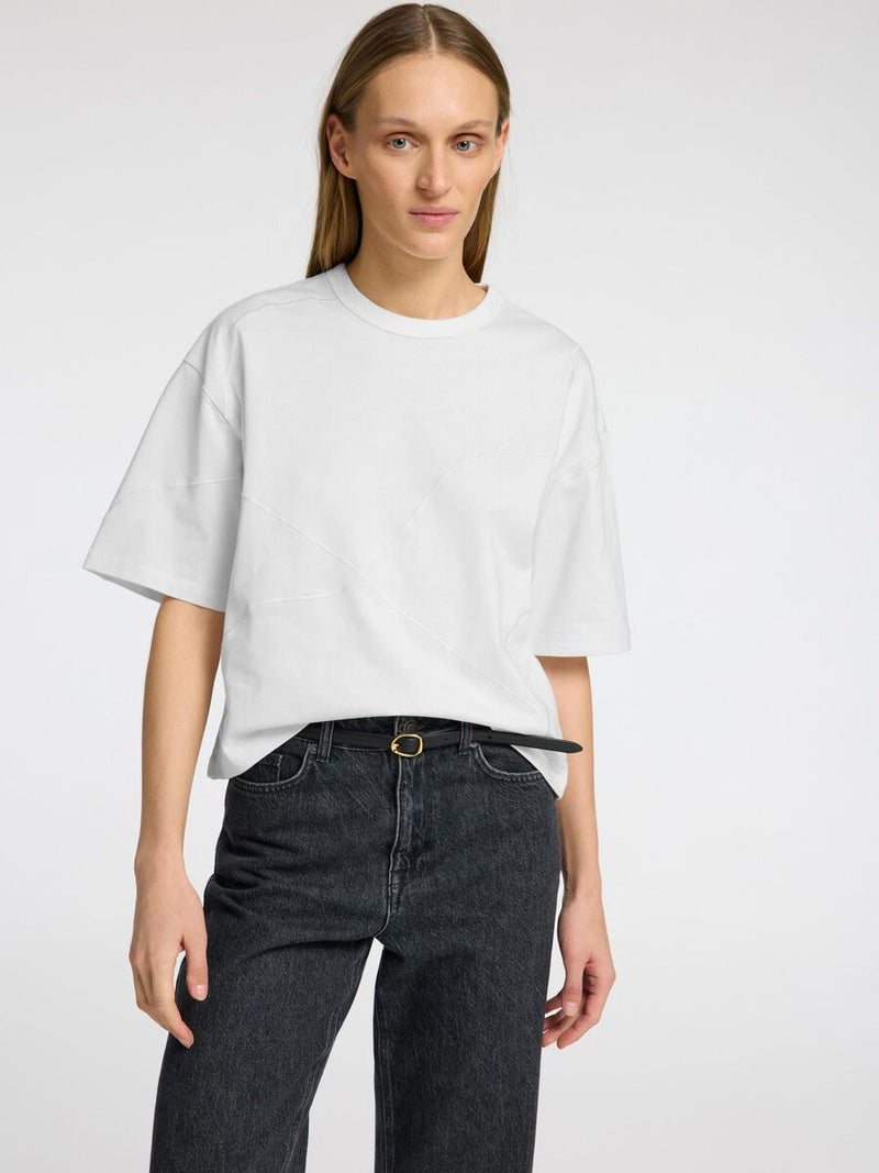 Selected Femme Penny Embroidered T-shirt - Snow White/Birch