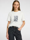 Selected Femme Essential Boxy Printed Ink T-Shirt - Snow White/Black