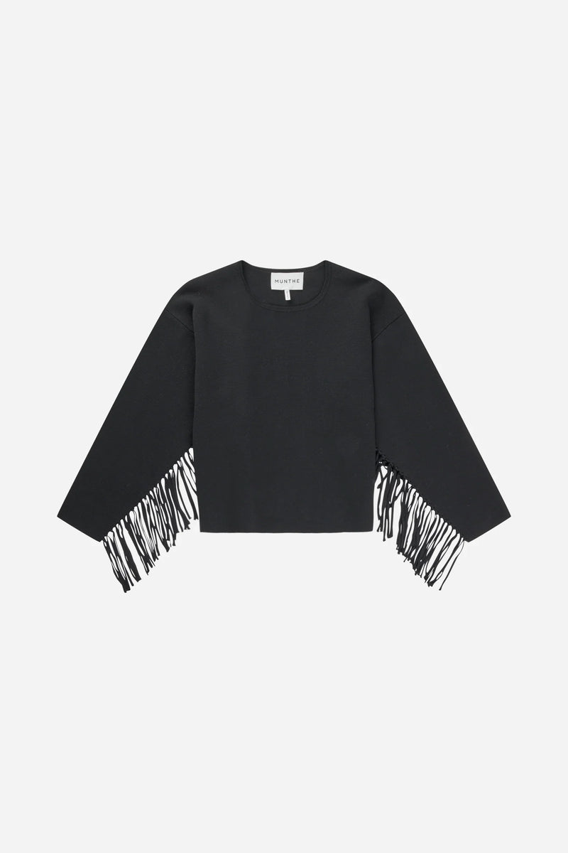 Munthe Tagillu Fringed Knit - Black