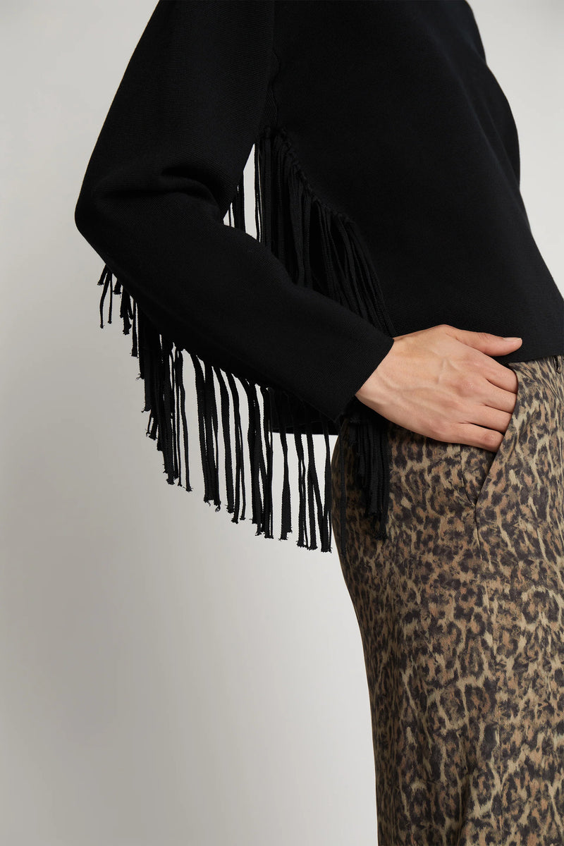 Munthe Tagillu Fringed Knit - Black