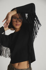 Munthe Tagillu Fringed Knit - Black