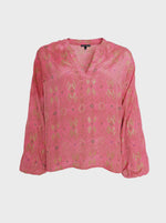 Black Colour Luna Blouse - Argyle Pink