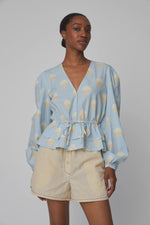 Stella Nova Big Dot Blouse - Light Blue