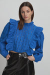 Stella Nova Blouse With Scallops And Embroideries - Clear Blue