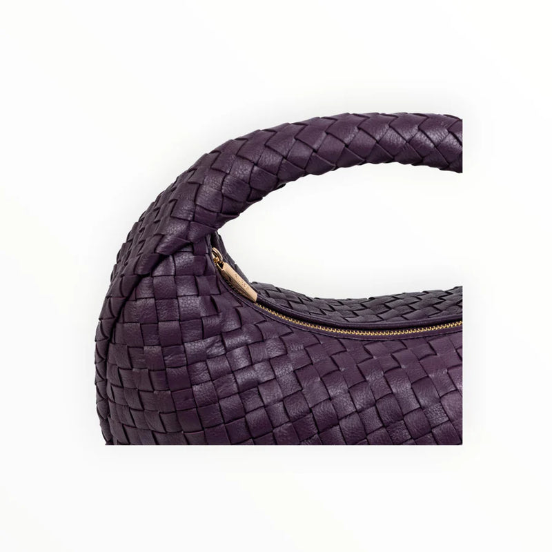 Aleo Laluna Woven Leather Bag - Midnight Plum