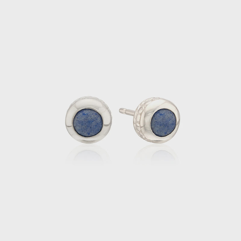 Anna Beck Dumortierite Stud Earrings - Silver