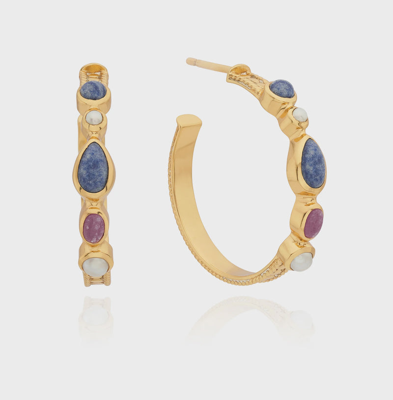 Anna Beck Multi-Stone Hoop Earrings - Gold