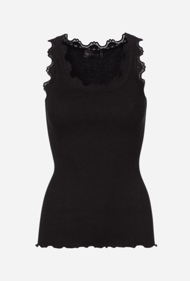 Rosemunde Babette SL U-neck Lace Top - Black