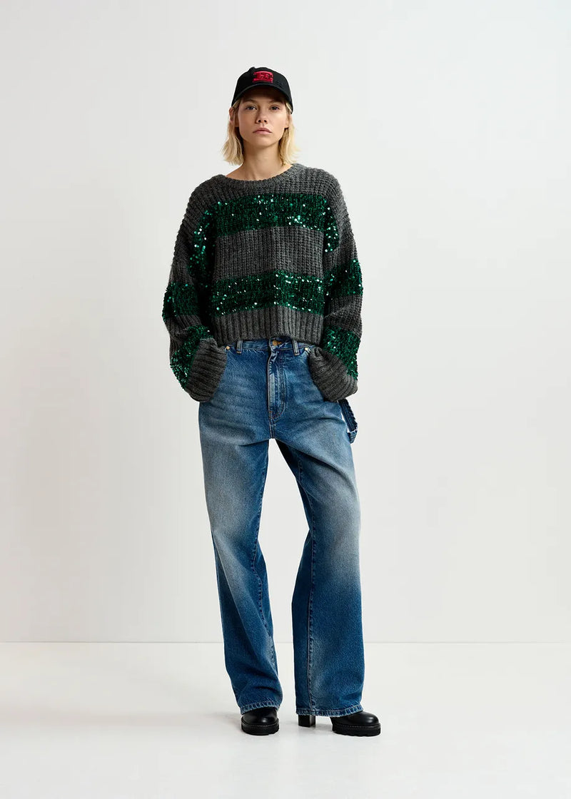 Essentiel Antwerp Group Sequin Sweater - Grey/Green