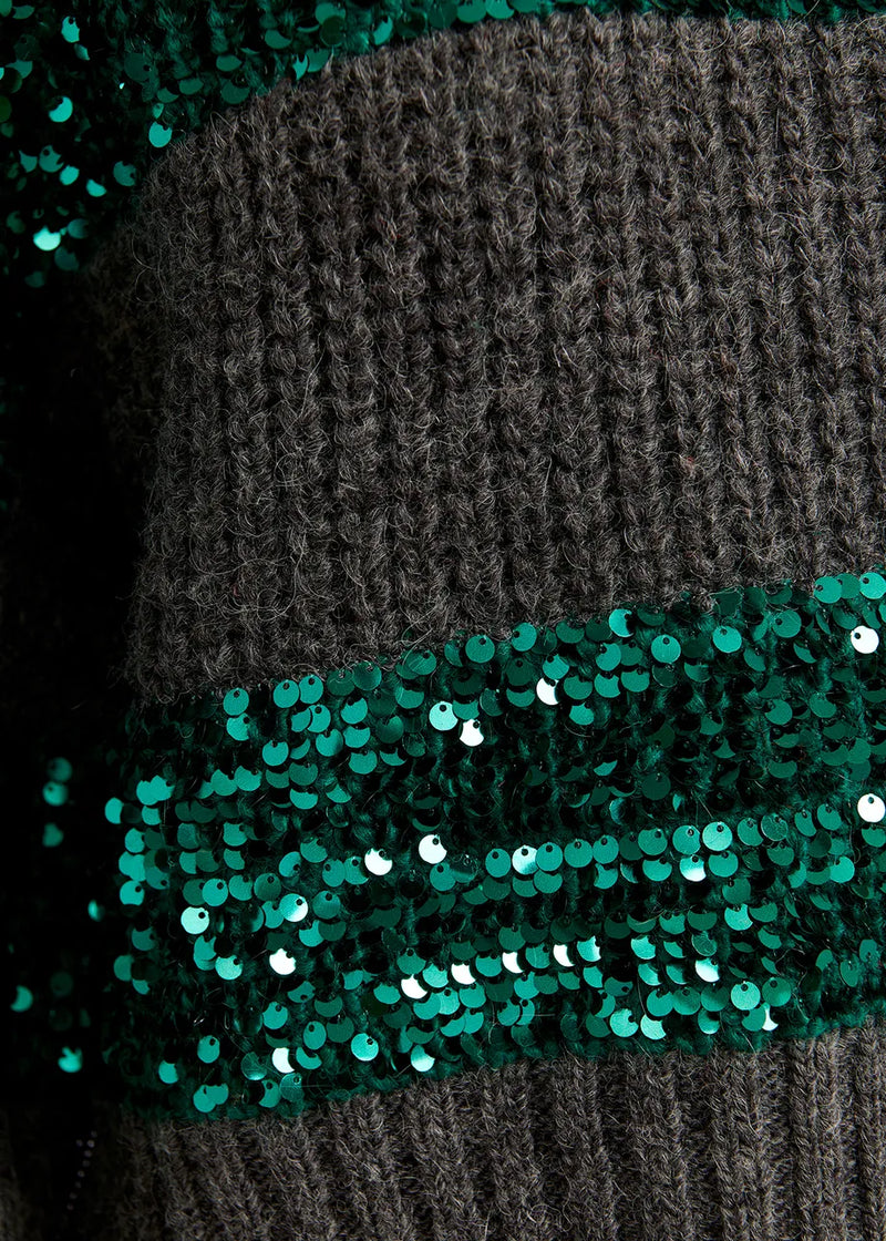 Essentiel Antwerp Group Sequin Sweater - Grey/Green