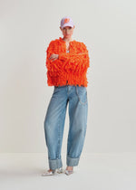 Essentiel Antwerp Hinwood Oversized Loop Knit Jacket - Bright Orange