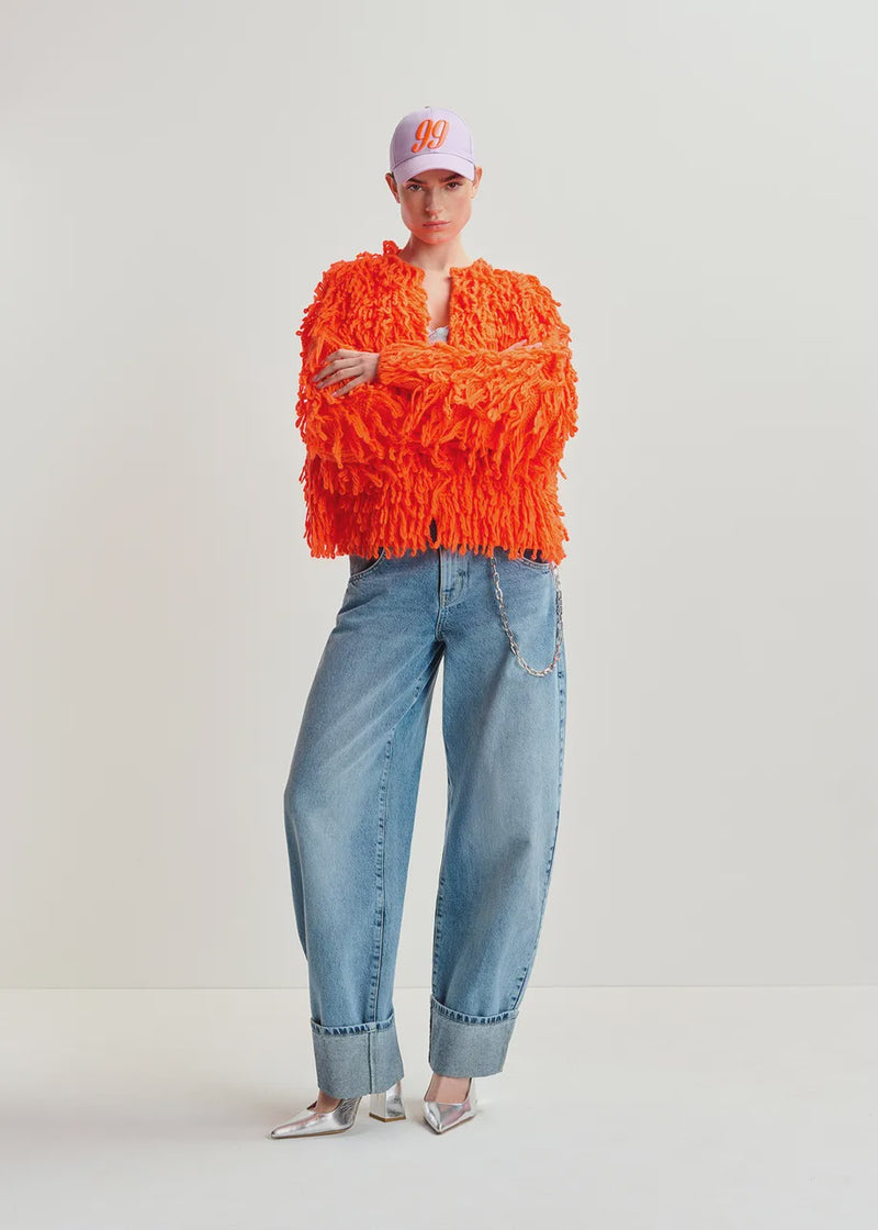 Essentiel Antwerp Hinwood Oversized Loop Knit Jacket - Bright Orange