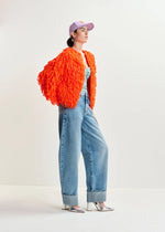 Essentiel Antwerp Hinwood Oversized Loop Knit Jacket - Bright Orange