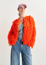 Essentiel Antwerp Hinwood Oversized Loop Knit Jacket - Bright Orange