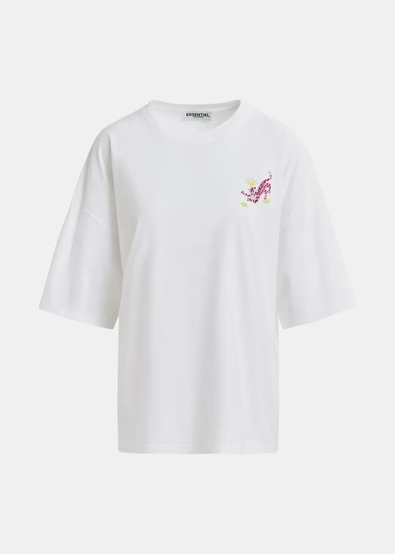 Essentiel Antwerp Cotton T-Shirt With Bead Embroidery - White