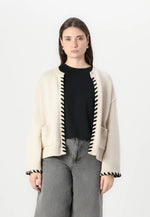 Selected Femme Jilli Knit Detail Cardigan - Birch/Black