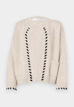 Selected Femme Jilli Knit Detail Cardigan - Birch/Black