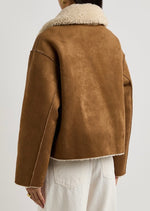 Jakke Vera Shearling Aviator Jacket - Tan and Cream