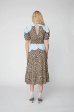 Stella Nova Leopard Midi Dress With Embroidery - Leopard