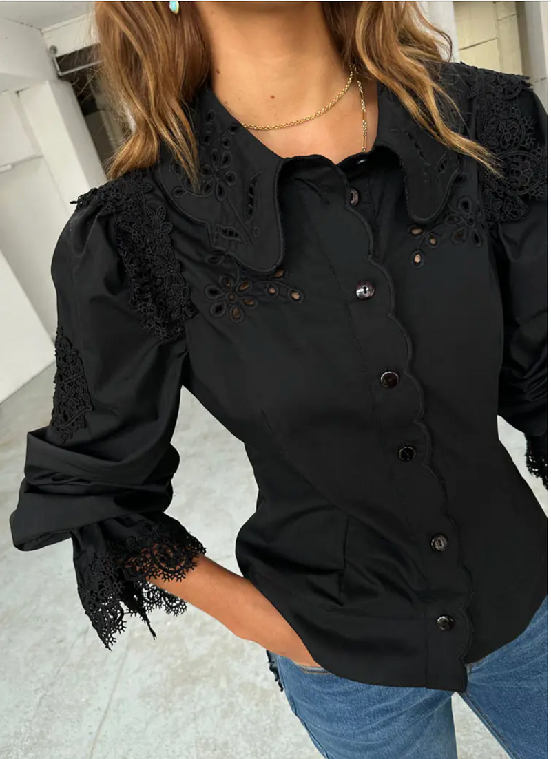 Never Fully Dressed Sicily Embroidered Shirt - Black