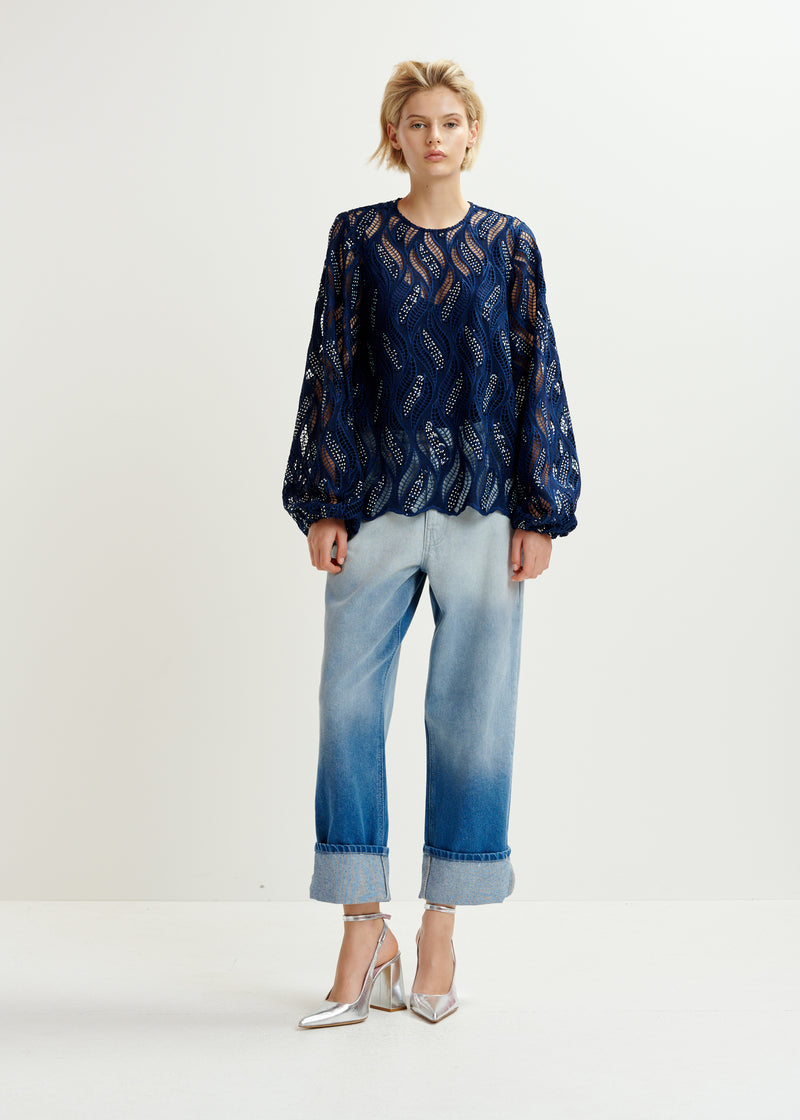 Essentiel Antwerp Hanover Lace Top - Dark Sapphire