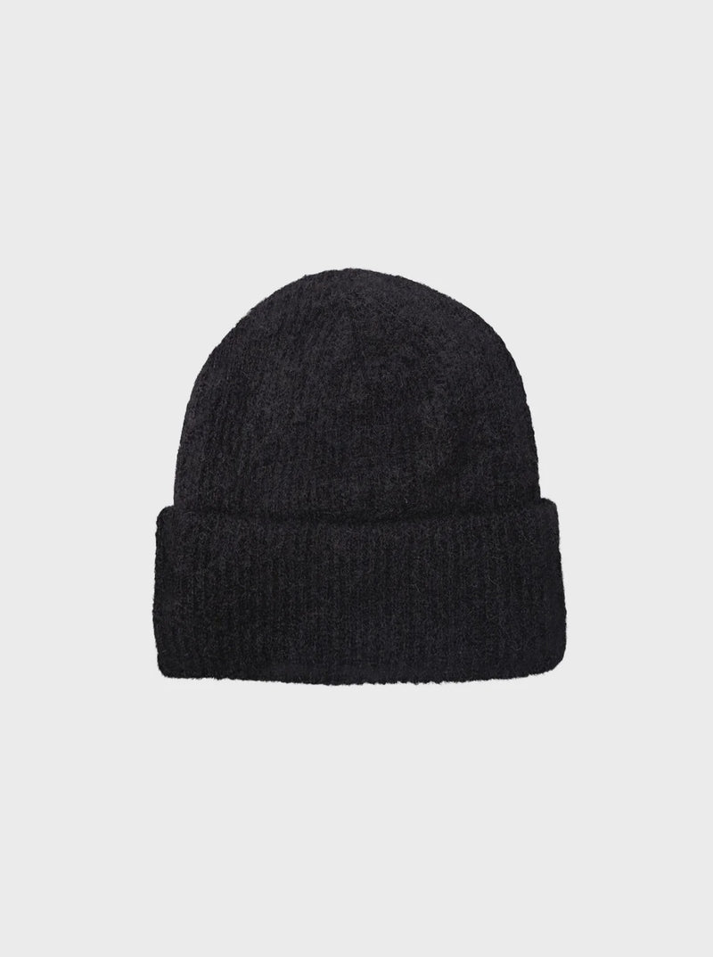 Black Colour Ginger Rib Hat - Black