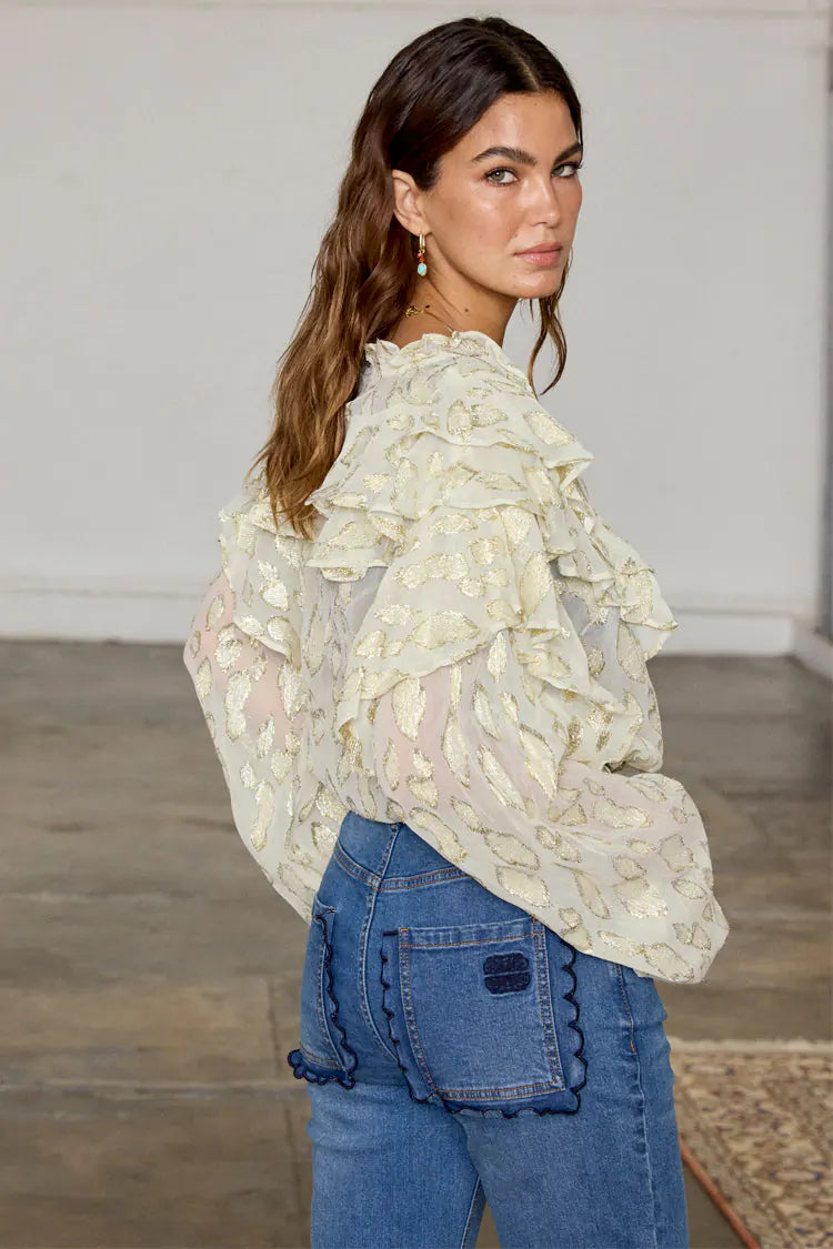 Never Fully Dressed Jacquard Riley Blouse - Cream