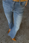 Never Fully Dressed Denim Flare Scallop Jean - Blue