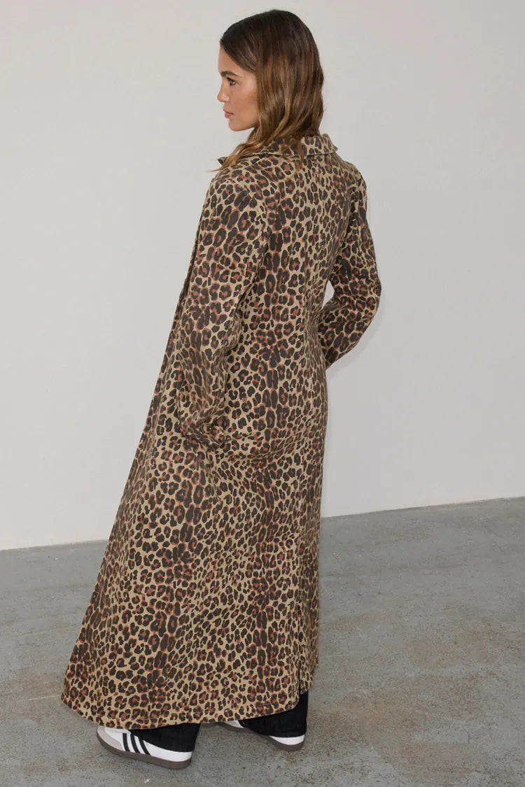 Never Fully Dressed Lucia Denim 55 Coat - Leopard