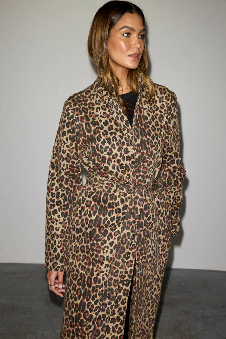 Never Fully Dressed Lucia Denim 55 Coat - Leopard